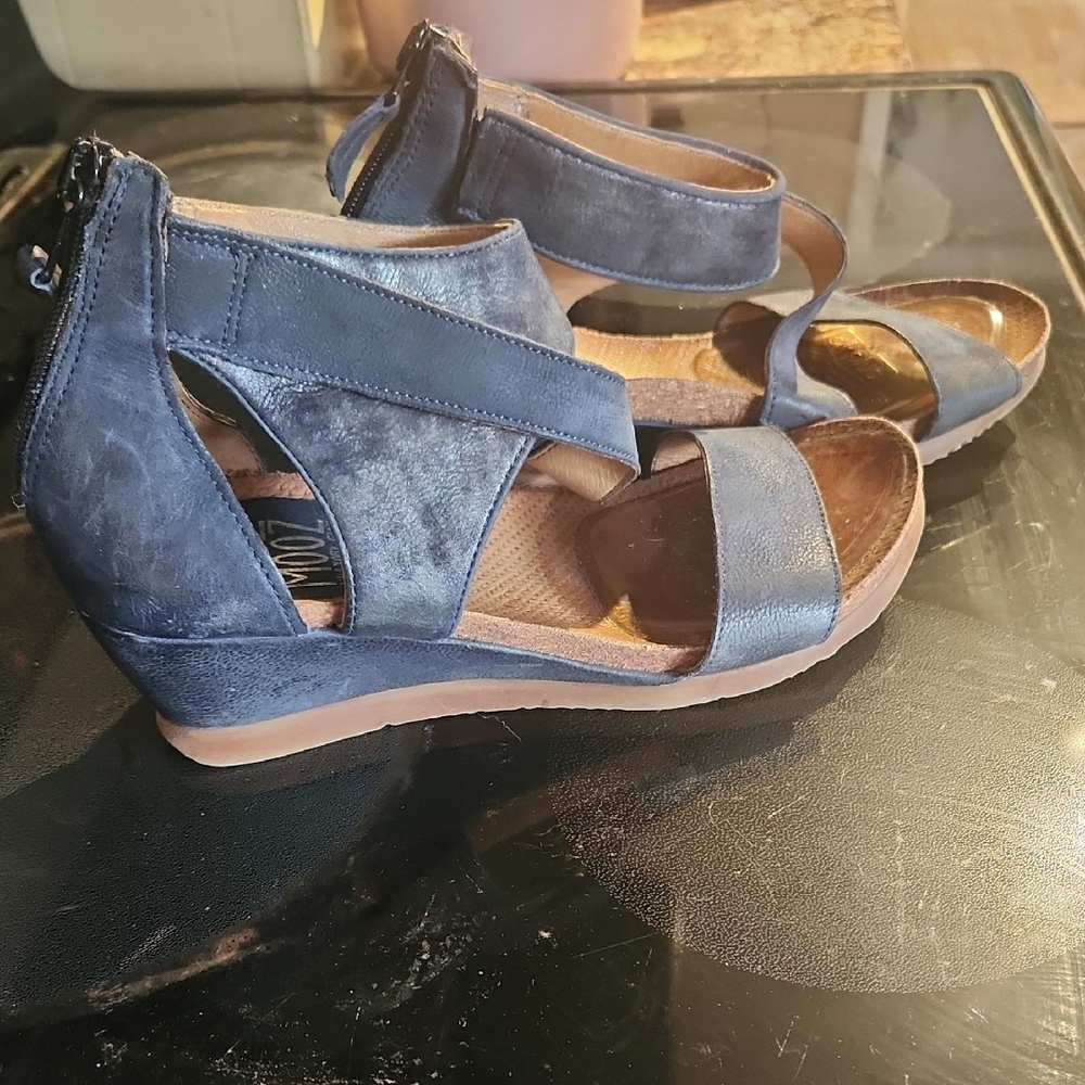 Miz Mooz Midnight Blue Strappy Wedge Sandals